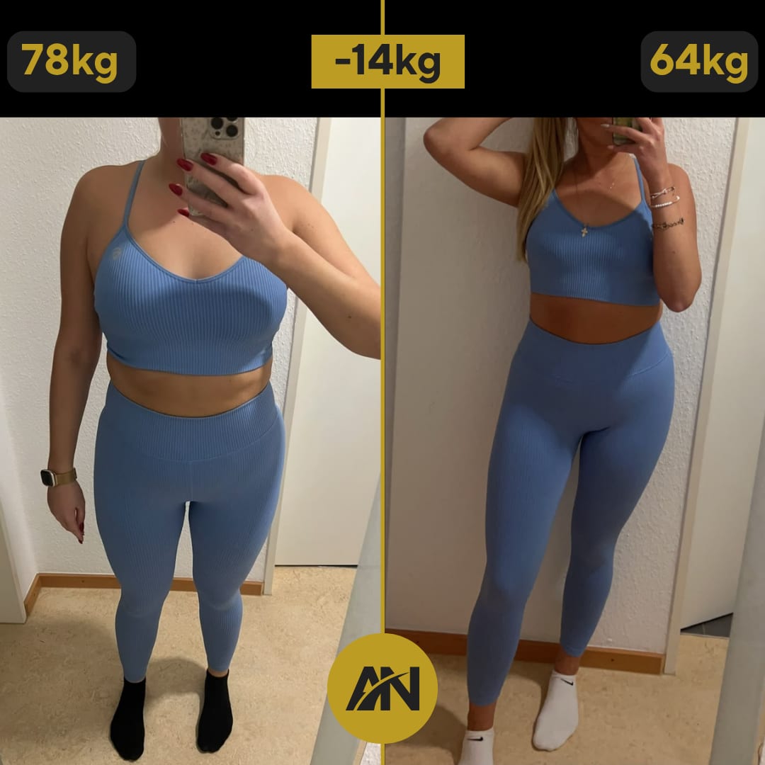 Anna vorher 78 kg, nachher 64 kg